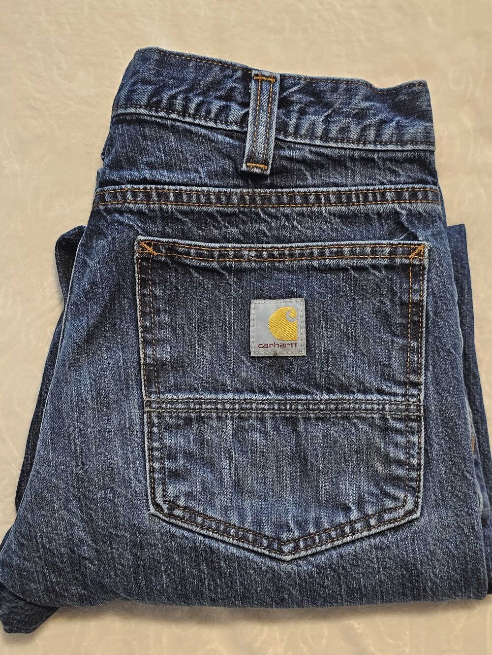 Carhartt Relaxed Fit Men's 32x29 Blue Denim Jeans Workwear Straight Leg Euc